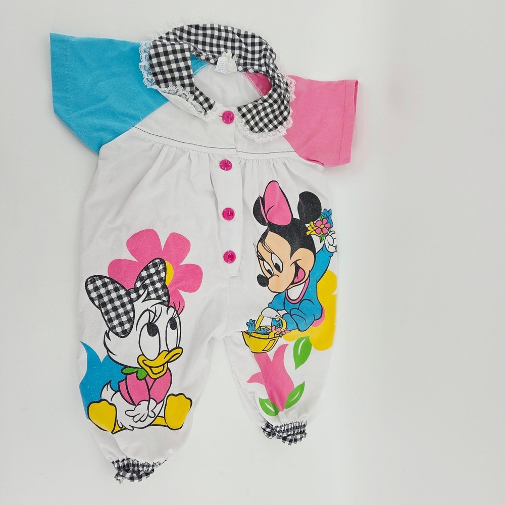 Disney Babies Minnie Mouse Daisy Duck Romper Jumpsuit 6-9 Months Vintage Rare